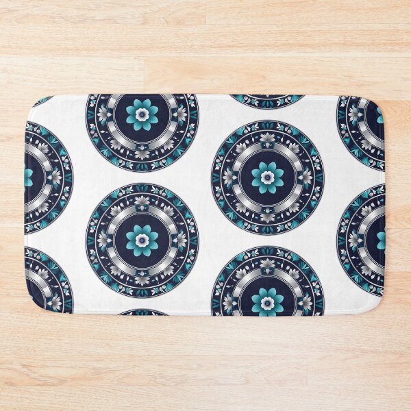 Item preview, Modern Dancheong-Inspired Blue and Silver Lotus Mandala – Korean Temple Art Design designed and sold by jelonkaa.