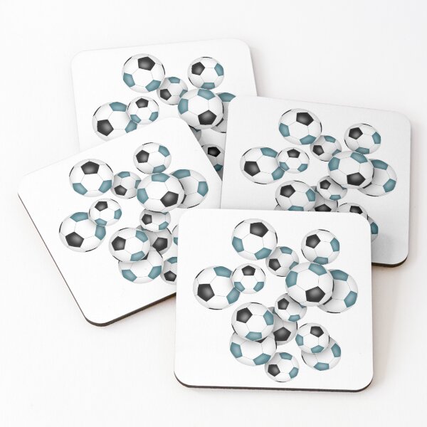 Item preview, Teal & black soccer balls pattern designed and sold by katzdzynes.