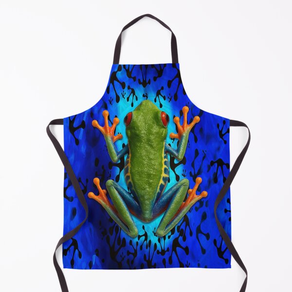 Item preview, Realistic Red-Eyed Tree Frog – Tropical Jungle Blue Silhouette Pattern designed and sold by artistwill.