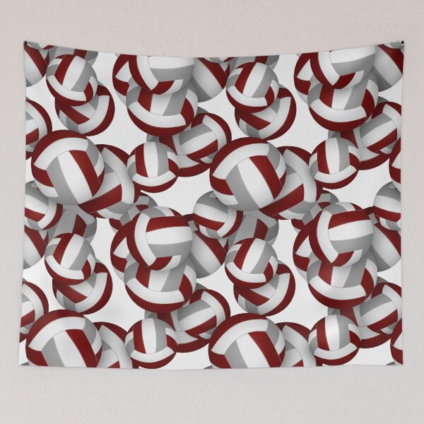 Item preview, Maroon & gray volleyballs pattern designed and sold by katzdzynes.