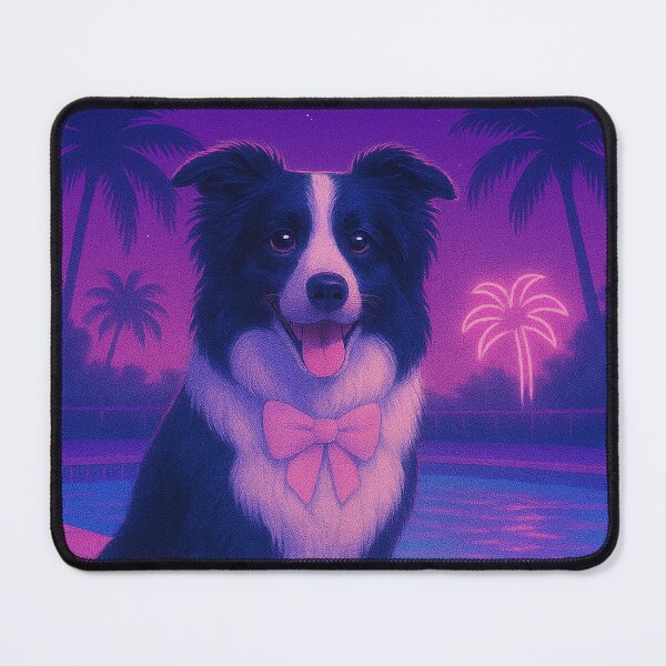 Item preview, I HERD IT WAS A VIBE | Happy Border Collie| 90's vibe pool neon aesthetic designed and sold by Together-in-calm.