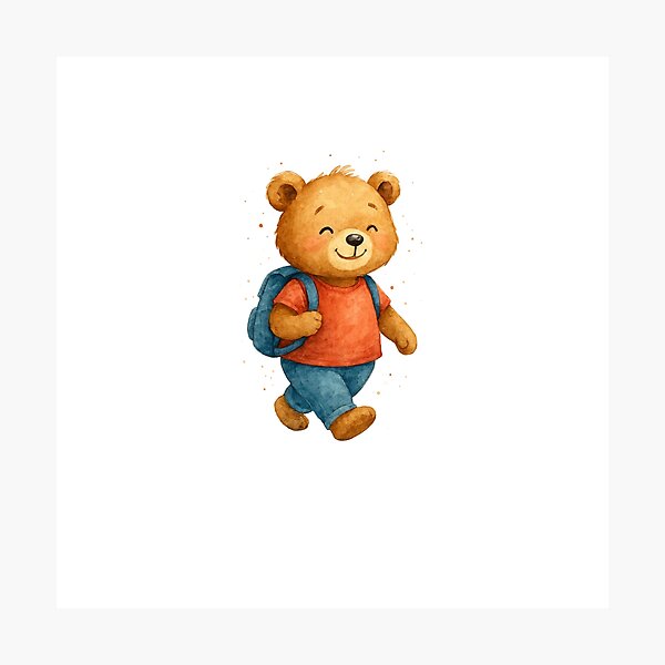 Item preview, Back to School Bear – Cute Bear with Backpack designed and sold by Liv Solara.