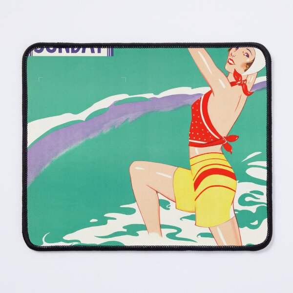 Item preview, Vintage Art Deco Travel Poster | Old Orchard Beach | Boston and Maine Railroad | 20th Century Leisure | Sunday Rail Adventure designed and sold by artofuniverse.