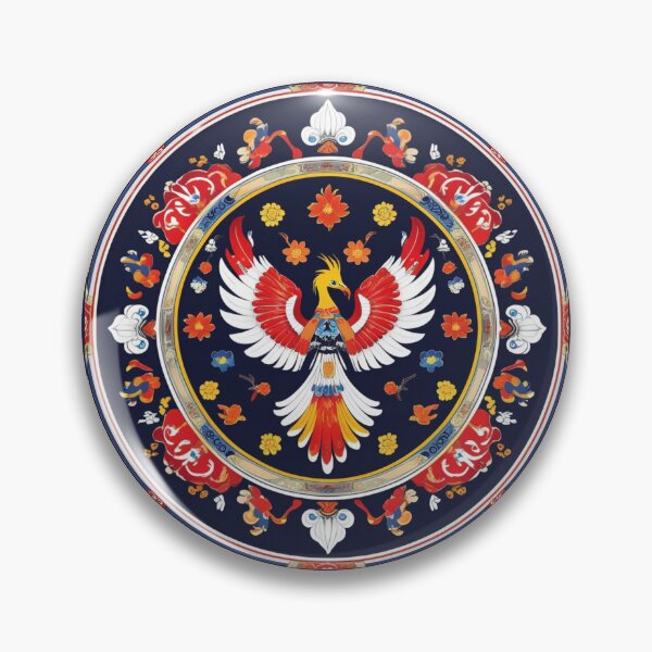 Item preview, Traditional Korean Dancheong Ceiling Design with Bonghwang Phoenix – Authentic Buddhist Temple Art designed and sold by jelonkaa.
