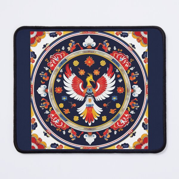 Item preview, Traditional Korean Dancheong Ceiling Design with Bonghwang Phoenix – Authentic Buddhist Temple Art designed and sold by jelonkaa.