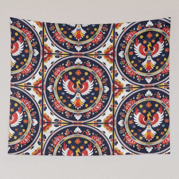 Item preview, Traditional Korean Dancheong Ceiling Design with Bonghwang Phoenix – Authentic Buddhist Temple Art designed and sold by jelonkaa.
