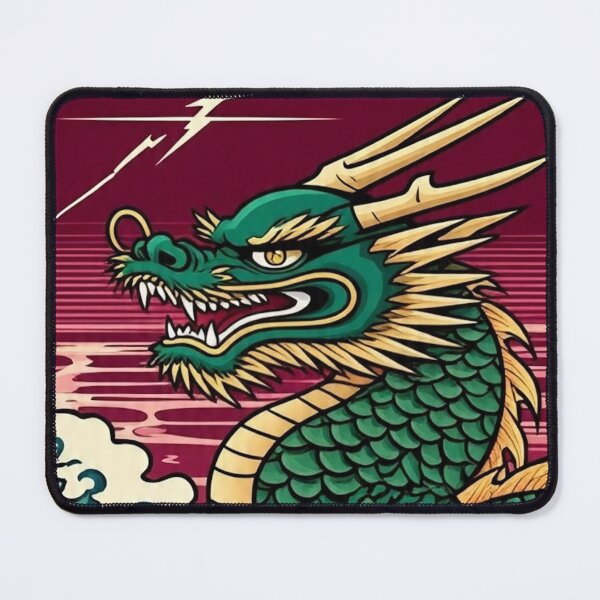 Item preview, Emerald and Gold Dragon – Stormy Ukiyo-e Japanese Art designed and sold by Vandy Fullam.