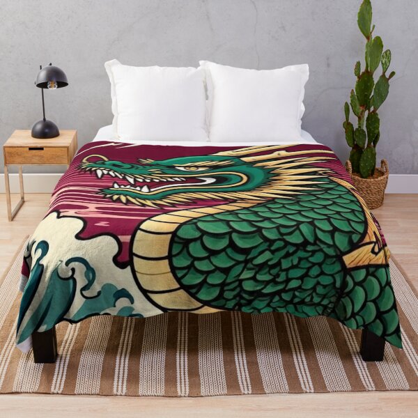 Item preview, Emerald and Gold Dragon – Stormy Ukiyo-e Japanese Art designed and sold by Vandy Fullam.