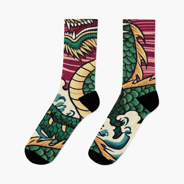 Item preview, Emerald and Gold Dragon – Stormy Ukiyo-e Japanese Art designed and sold by Vandy Fullam.