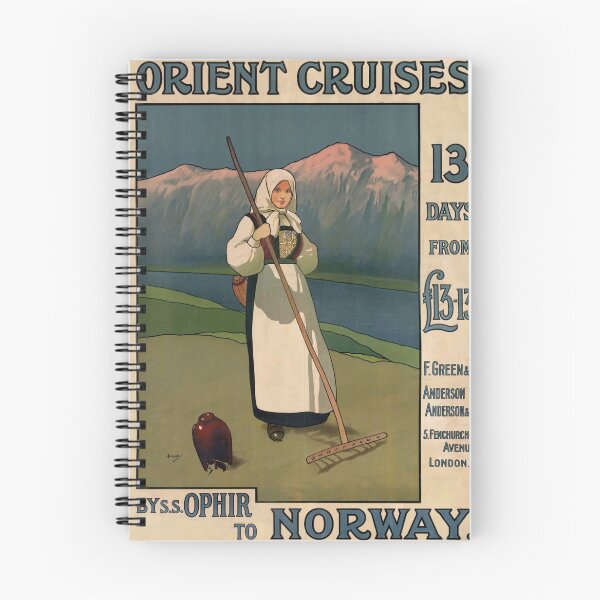 Item preview, Vintage Norway Travel Poster | Art Nouveau Cruise Art Print | S.S. Ophir Ocean Liner | Retro Scandinavian Wall Decor designed and sold by artofuniverse.