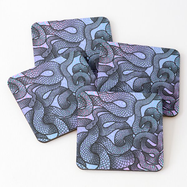 Item preview, Black Snake Scale Pattern – Pastel Blue and Purple Reptile Skin Seamless Design designed and sold by The Nuni - Nuniverse.