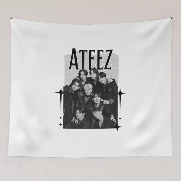 Item preview, Ateez Kpop Boy Group Monochrome Black and White Classic Design Collage  designed and sold by HELL0WBELLO.