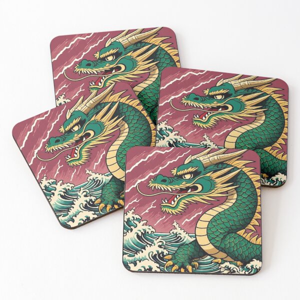 Item preview, Fierce Japanese Dragon in Waves – Vintage Ukiyo-e Print designed and sold by Vandy Fullam.