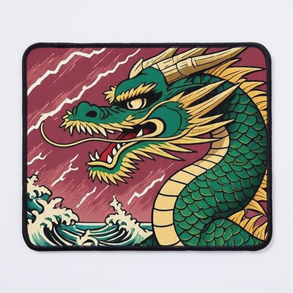 Item preview, Fierce Japanese Dragon in Waves – Vintage Ukiyo-e Print designed and sold by Vandy Fullam.