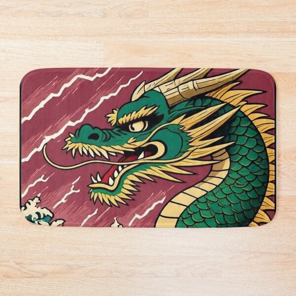 Item preview, Fierce Japanese Dragon in Waves – Vintage Ukiyo-e Print designed and sold by Vandy Fullam.