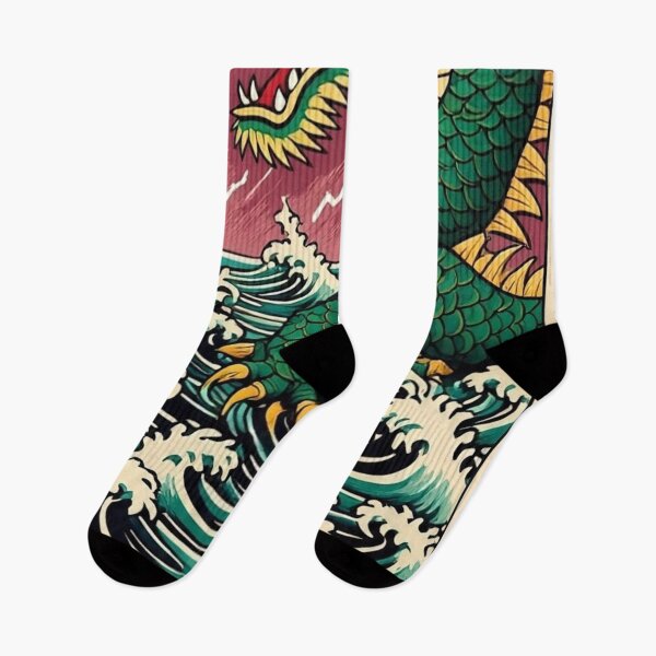 Item preview, Fierce Japanese Dragon in Waves – Vintage Ukiyo-e Print designed and sold by Vandy Fullam.