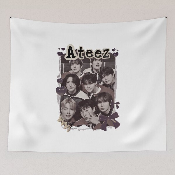 Item preview, Ateez Kpop Boy group Scrapbook Collage Cozy Y2K Vintage Design designed and sold by HELL0WBELLO.