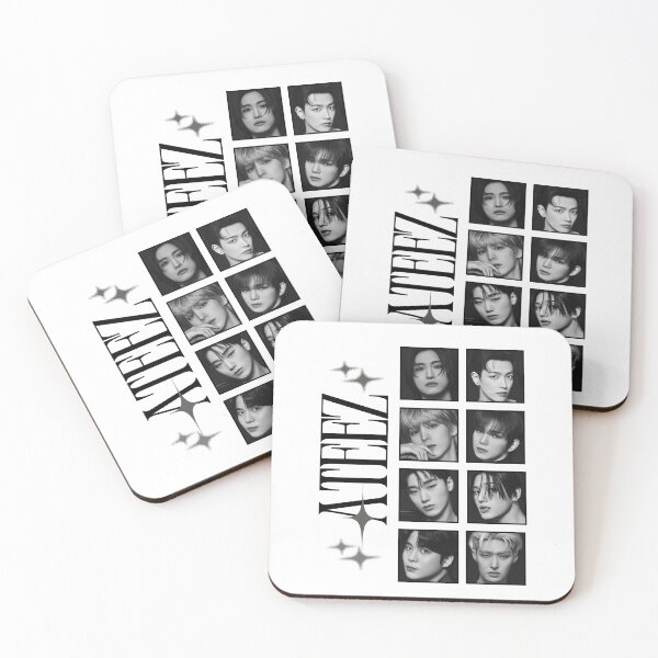 Item preview, Ateez Kpop Boy Group Monochrome Black and White Classic Design Collage  designed and sold by HELL0WBELLO.