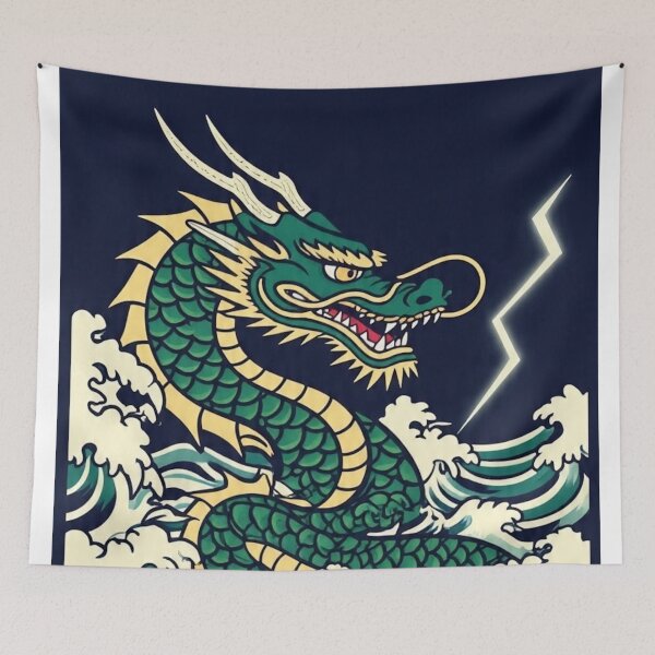 Item preview, Storm Dragon – Retro Edo Style Japanese Myth Art designed and sold by Vandy Fullam.