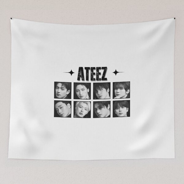Item preview, Ateez Kpop Boy group Scrapbook Collage Cozy Y2K Vintage Design designed and sold by HELL0WBELLO.