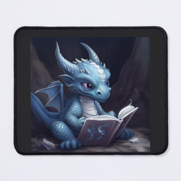 Item preview, Baby Blue Dragon Reading Magic Book - Whimsical Fantasy designed and sold by Theos-Realm.