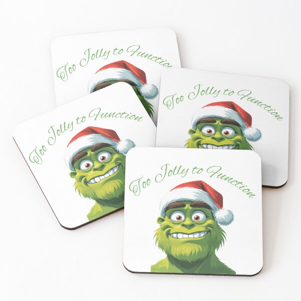 Item preview, Too Jolly to Function – Funny Christmas Green Monster Design designed and sold by The Sticker Cove.