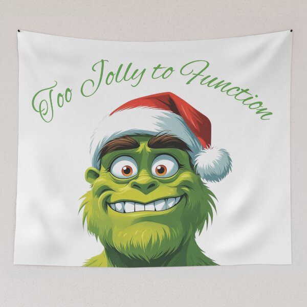 Item preview, Too Jolly to Function – Funny Christmas Green Monster Design designed and sold by The Sticker Cove.