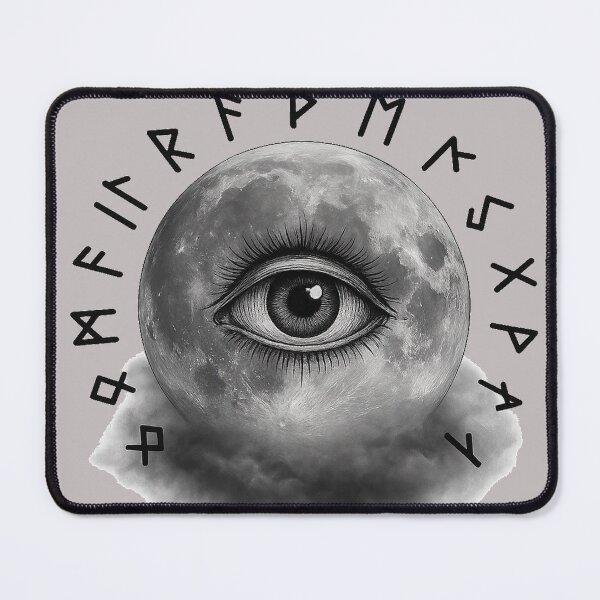 Item preview, Moonlit Oracle – All-Seeing Eye & Runes (Black & White) designed and sold by Tami0673.