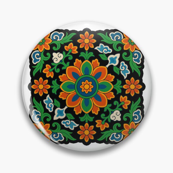 Item preview, Traditional Korean Dancheong Floral Tile designed and sold by pick-o-print.