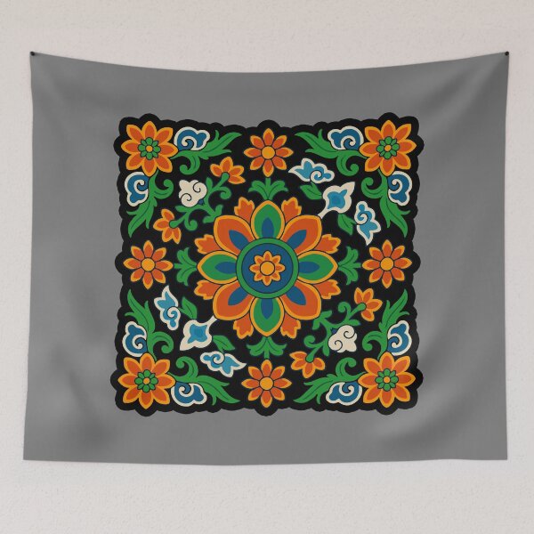 Item preview, Traditional Korean Dancheong Floral Tile designed and sold by pick-o-print.