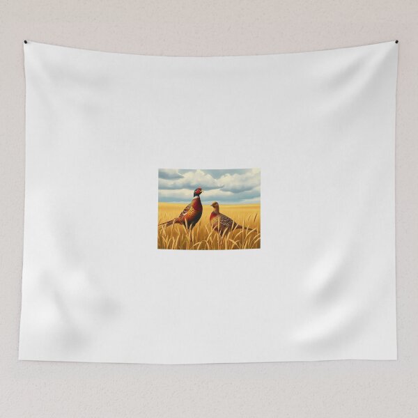 Item preview, Pair of pheasants in a wheat field designed and sold by Zazeyy.