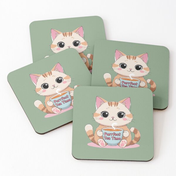 Item preview, Purrfect Tea Time - Cute Kawaii Cat Illustration designed and sold by Mintiko2.