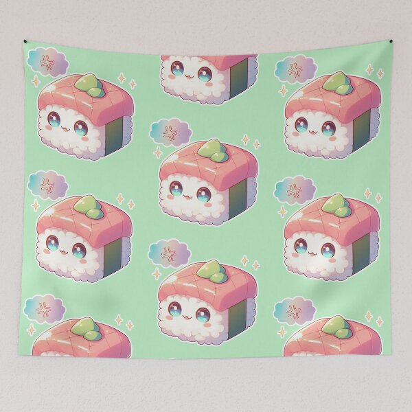 Item preview, Kawaii Sushi Manga Anime – Cute Chibi Japanese Food designed and sold by Sugar Wisdom .