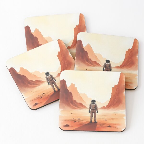 Item preview, Astronaut Standing Above Martian Mountains designed and sold by Relatable25.