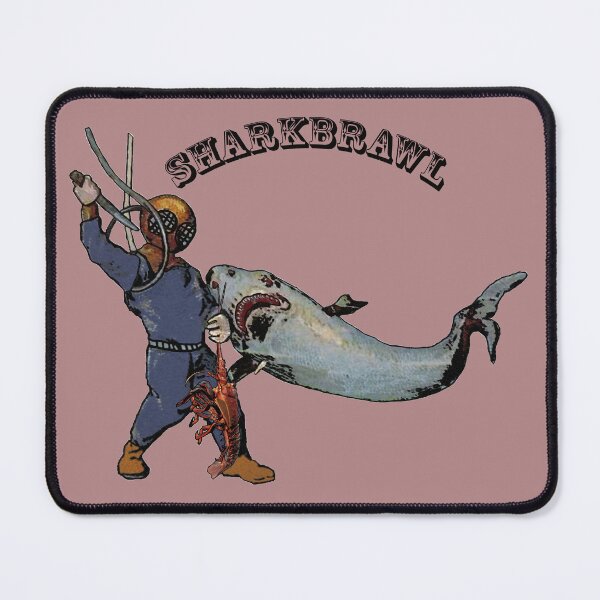 Item preview, Vintage Diver with Diving Helmet Fighting a Shark Over a Lobster URM designed and sold by urmaddad.