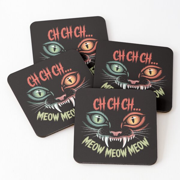 Item preview, Ch Ch Ch Meow Meow Meow – Evil Cat Eyes and Fangs Halloween Sketch designed and sold by Slavicsoul.