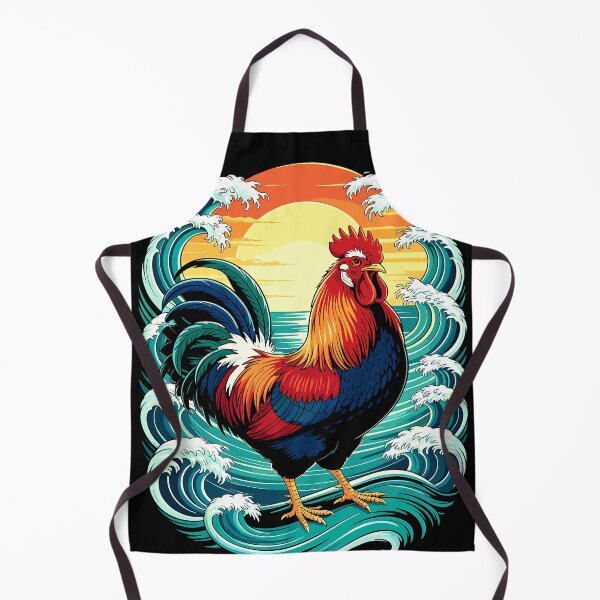 Item preview, Tropical Rooster Riding Waves Surf Coastal Sunrise Vibe designed and sold by designleon19.