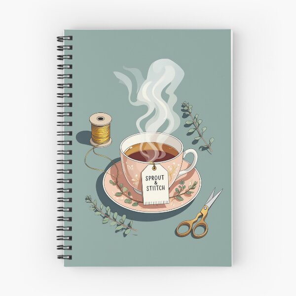 Item preview, Cozy Tea & Thread Sticker – Sewing and Craft Lover Gift | Sprout & Stitch Botanical Teacup Art designed and sold by SproutStitchHandmade.