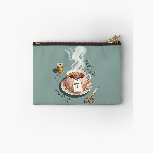 Item preview, Cozy Tea & Thread Sticker – Sewing and Craft Lover Gift | Sprout & Stitch Botanical Teacup Art designed and sold by SproutStitchHandmade.