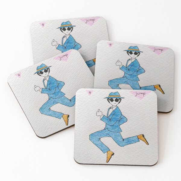 Item preview, Cool Guy in Blue Suit Mid-Jump designed and sold by Sanidaarts.