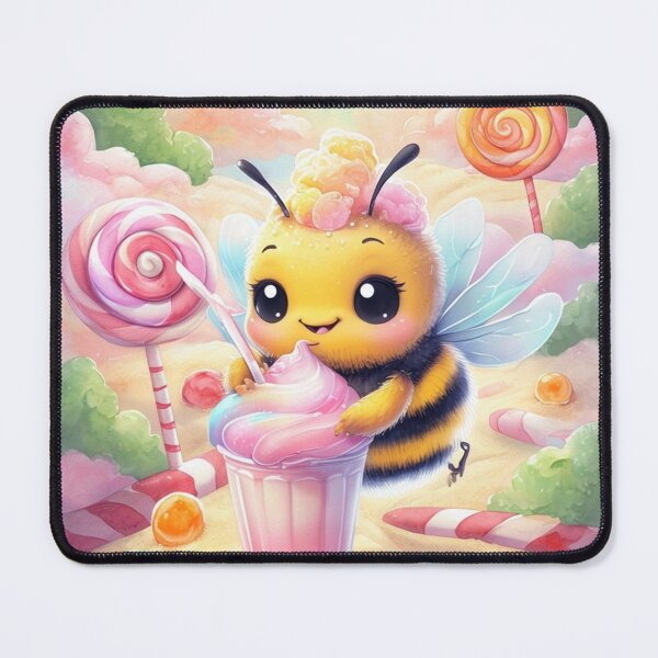 Item preview, Bee Milkshake Magic – Cute Kawaii Bumblebee with Pastel Drink designed and sold by SmartyWonders.