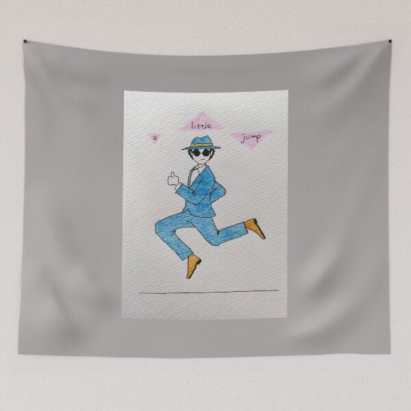 Item preview, Cool Guy in Blue Suit Mid-Jump designed and sold by Sanidaarts.