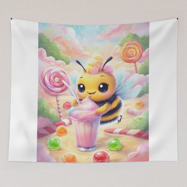 Item preview, Bee Milkshake Magic – Cute Kawaii Bumblebee with Pastel Drink designed and sold by SmartyWonders.