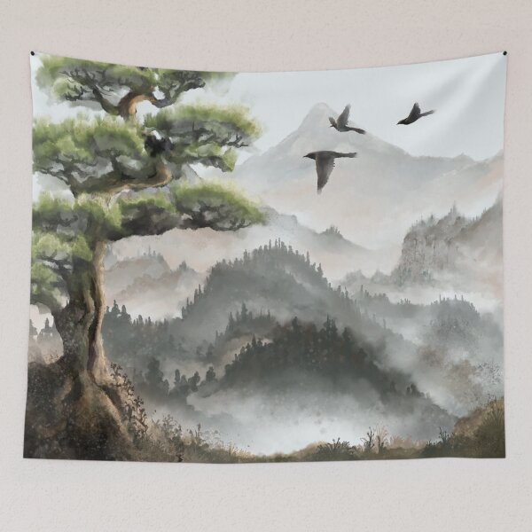 Item preview, Misty mountains watercolour  designed and sold by Janice E. Sheen.