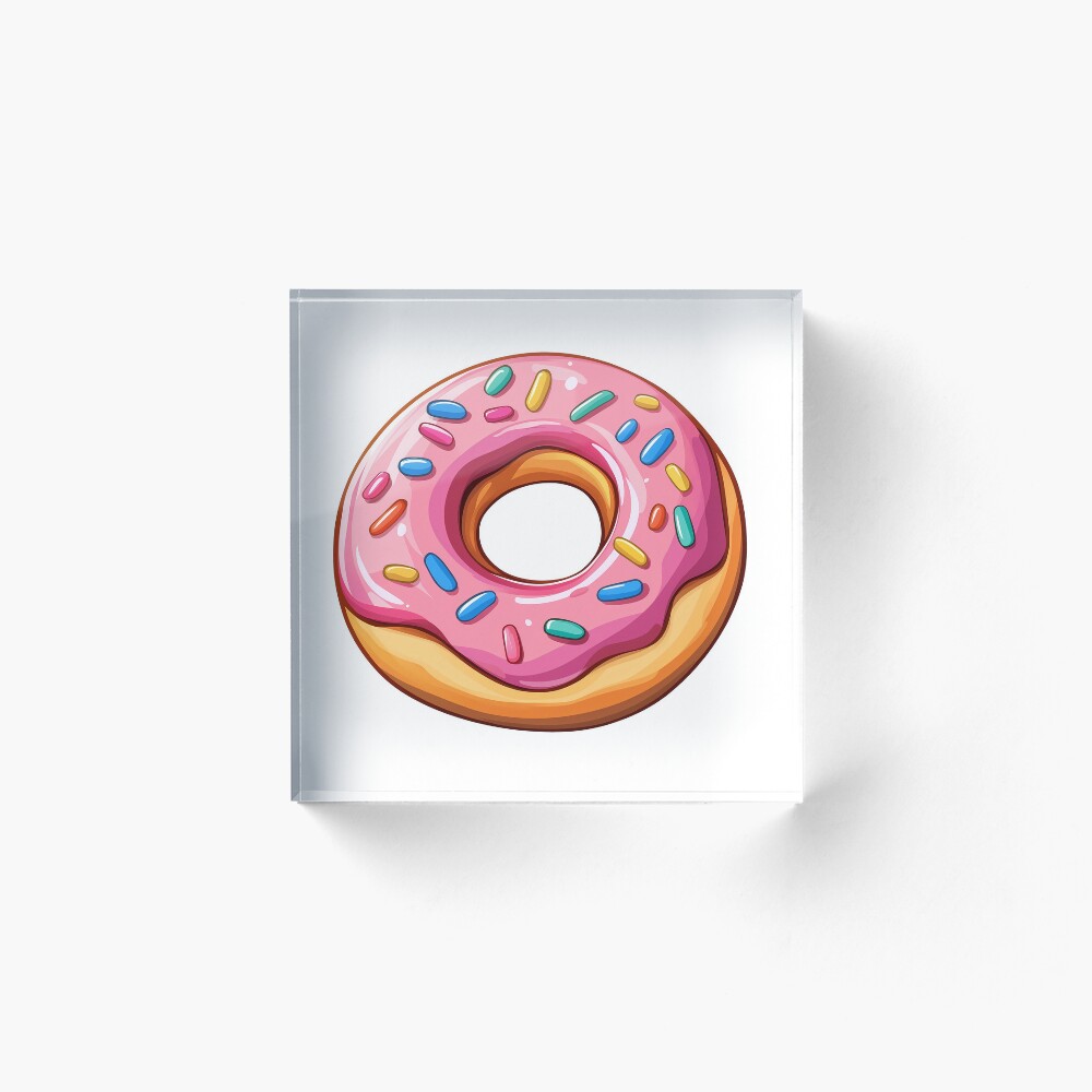 Pink Frosted Donut Delight Acrylic Block