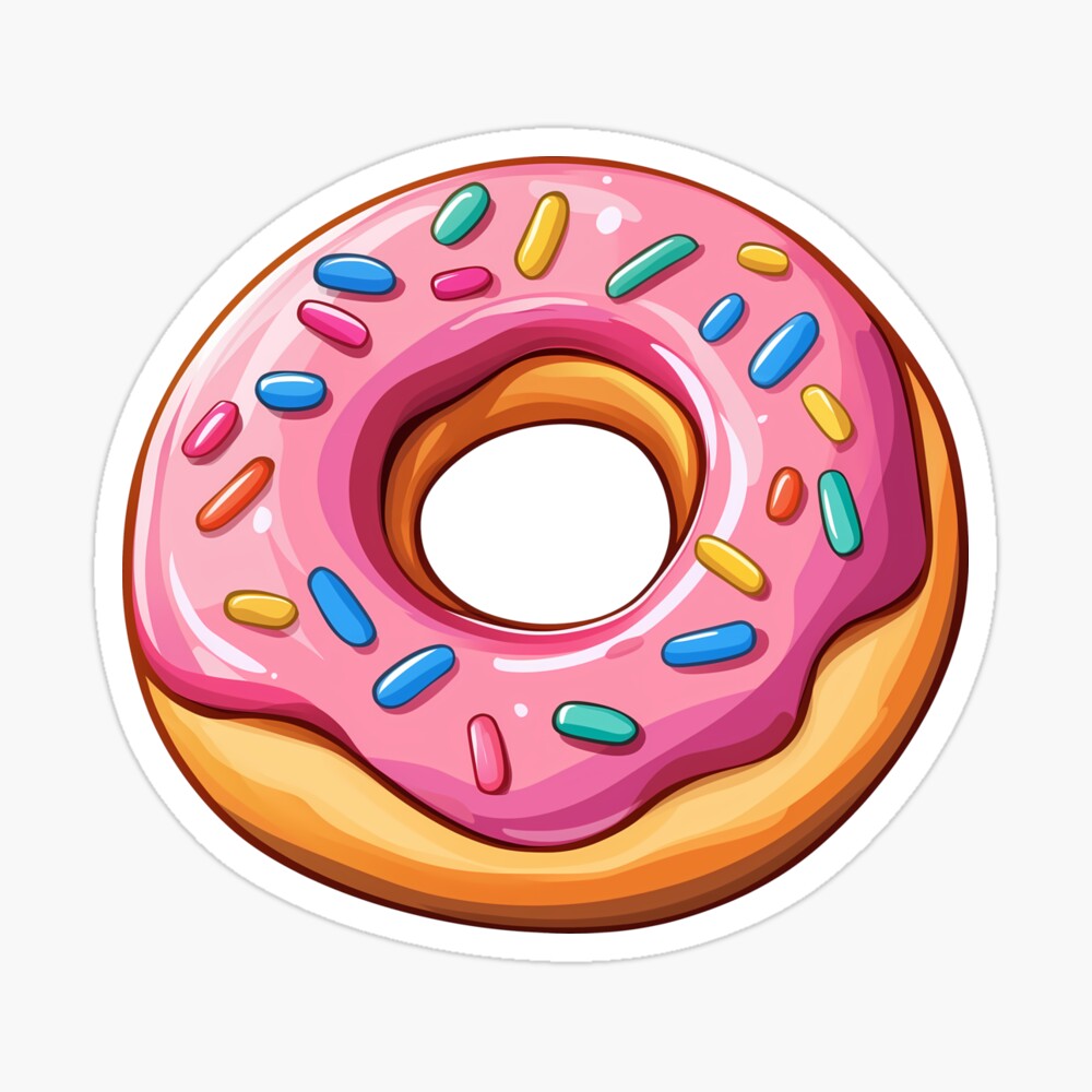 Pink Frosted Donut Delight Glossy Sticker
