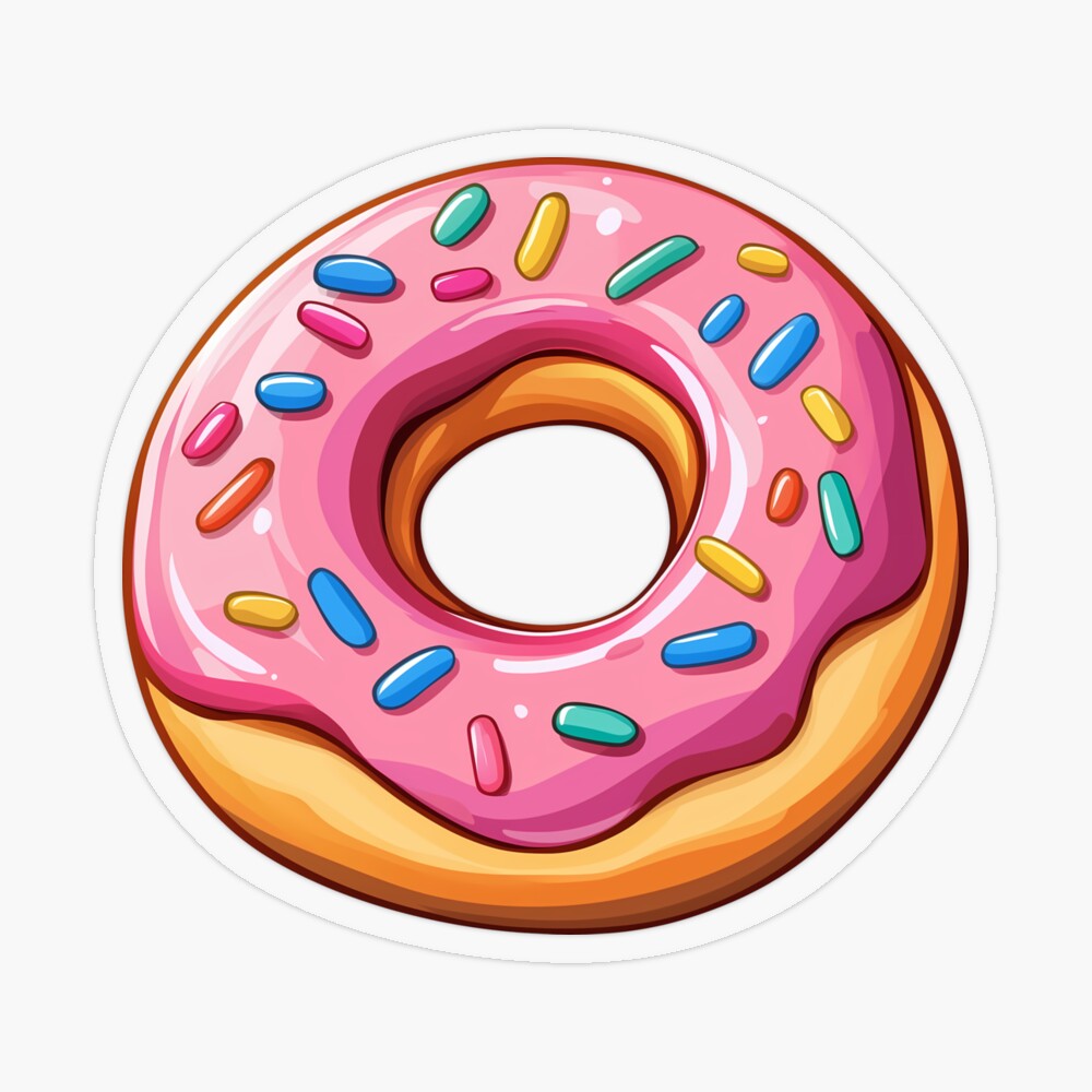 Transparent Sticker: Pink Frosted Donut Delight