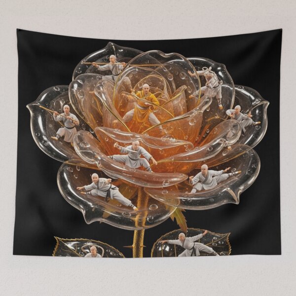 Item preview, Amber Kung Fu Rose with Shaolin Masters designed and sold by MoreGlamour.