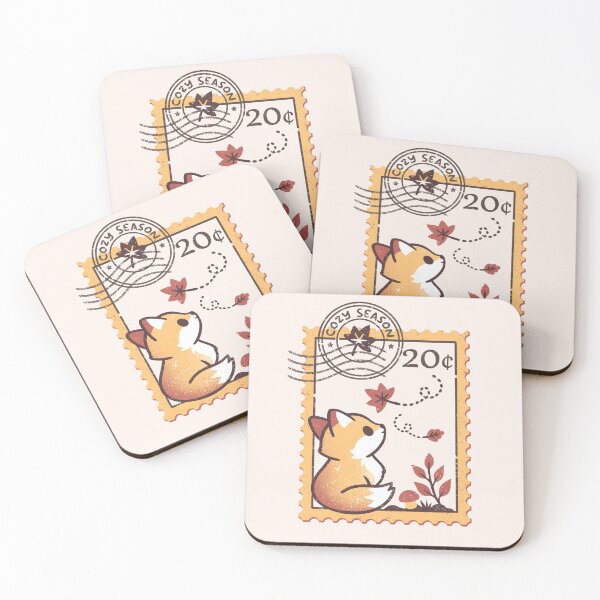 Item preview, Autumn fox postage stamp designed and sold by NemiMakeit.
