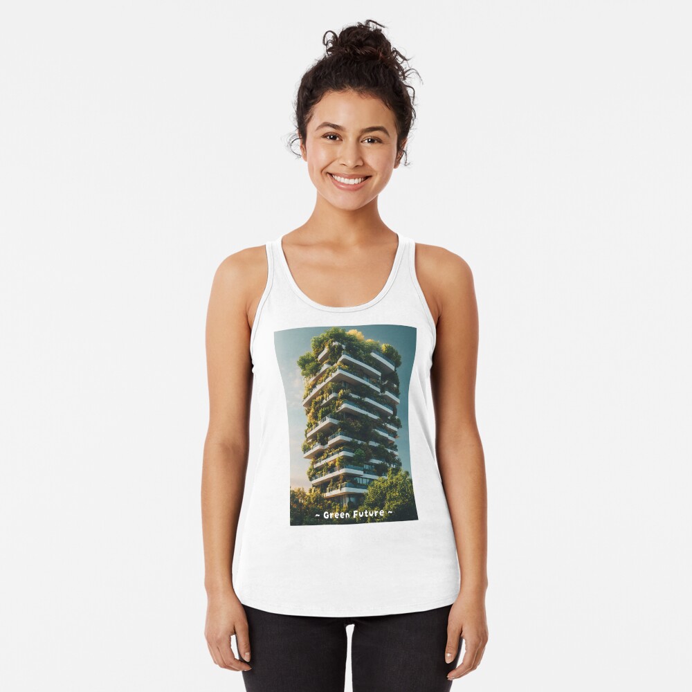 Racerback Tank Top: Vertical Garden Eco Friendly Building, Green Future
